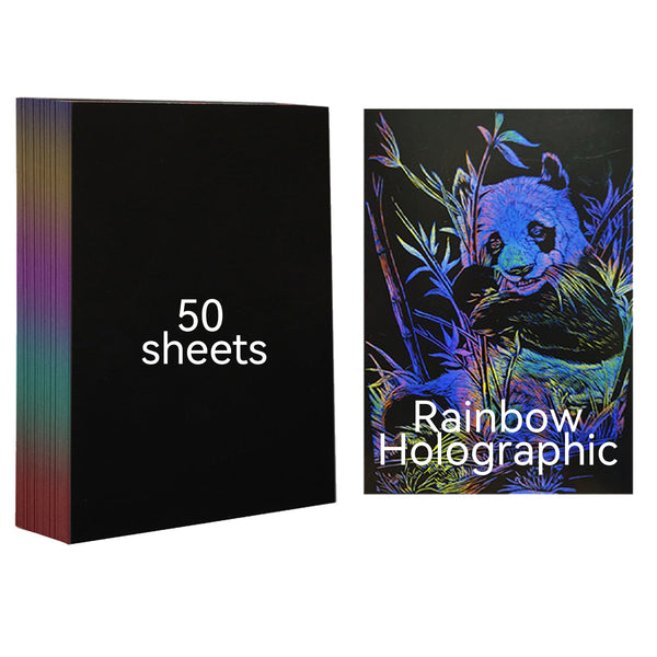 Holographic Rainbow Art Scratch Paper (50pcs)