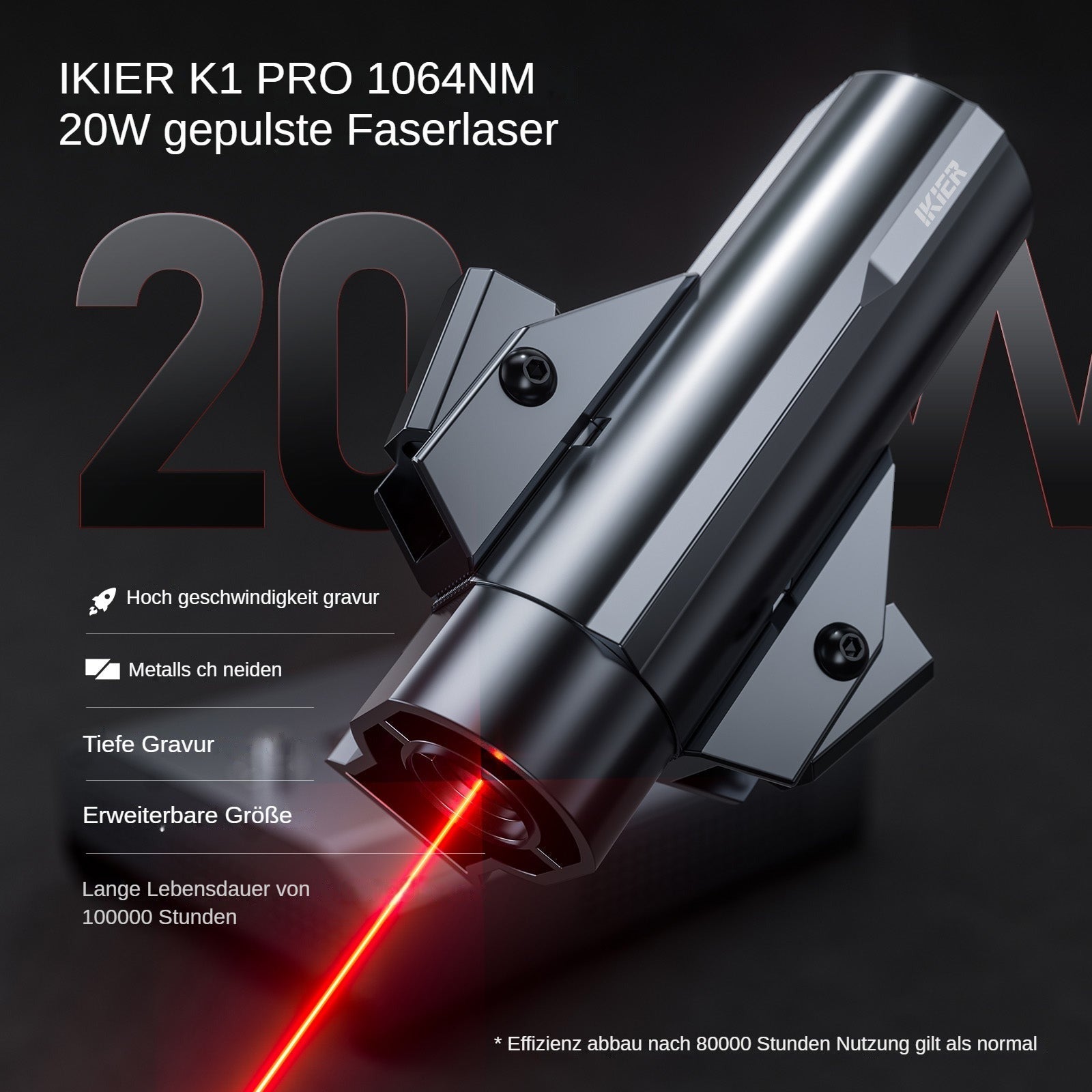 iKier K1 Pro 1064nm 20W Fiber Laser Engraver
