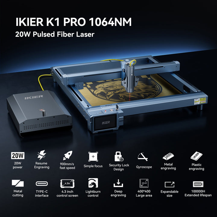 iKier K1 Pro 1064nm 20W Fiber Laser Marking and Engraving Machine